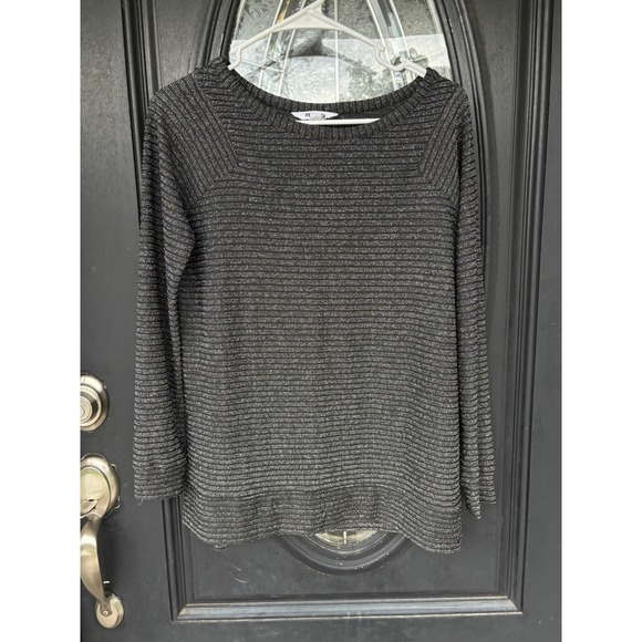 BB Dakota Tops - BB Dakota Women's XS‎ Black Silver Metallic Striped Raglan Long Sleeve Top